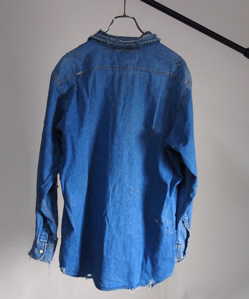Vintage damage denim shirt #03