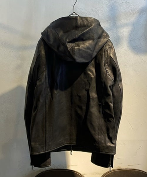 HOODED LEATHER JACKET