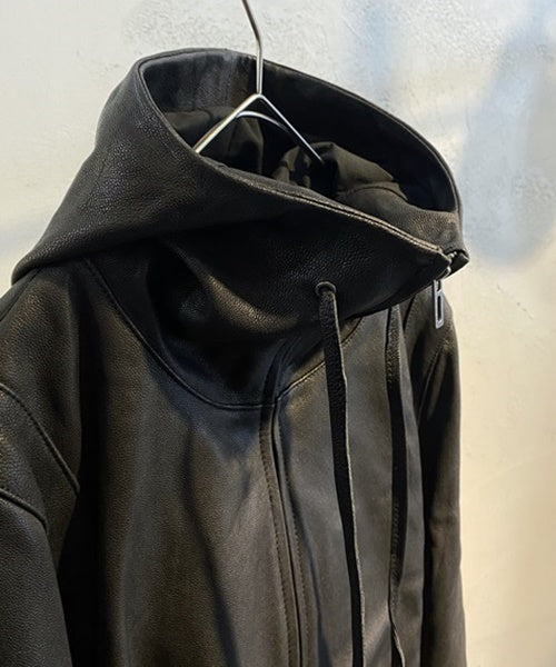 HOODED LEATHER JACKET